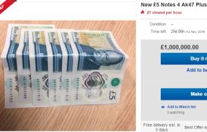 There’s now FOUR AK47 £5 notes for sale on eBay...and the guide price is a cool £1MILLION