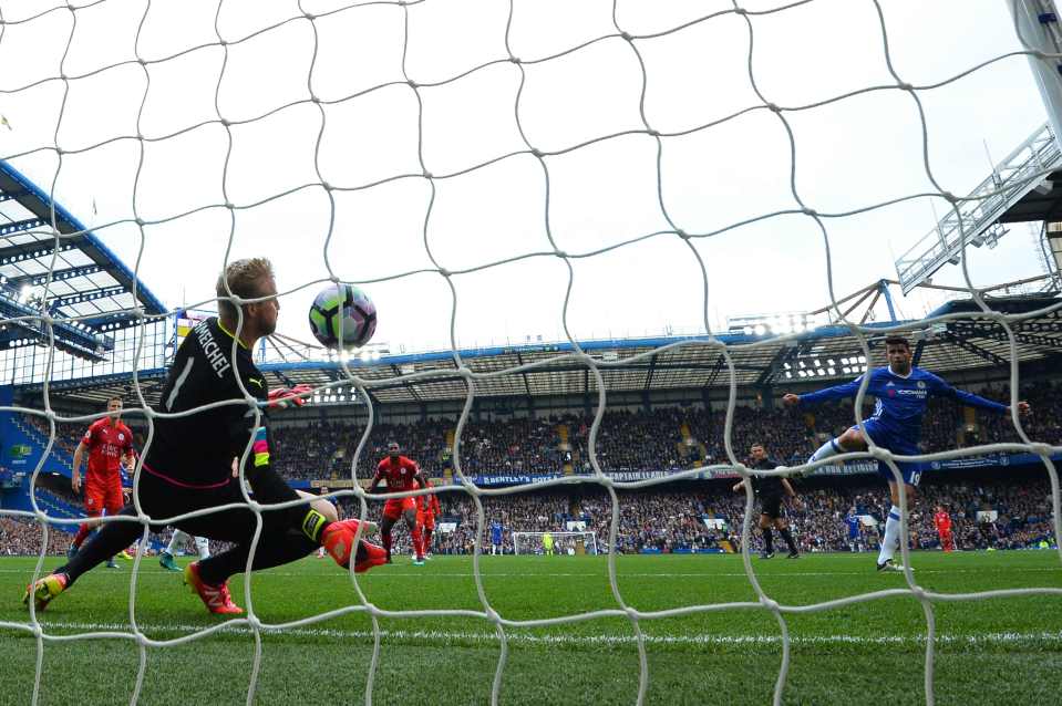Diego Costa fired home Chelsea's opener left-footed from a corner