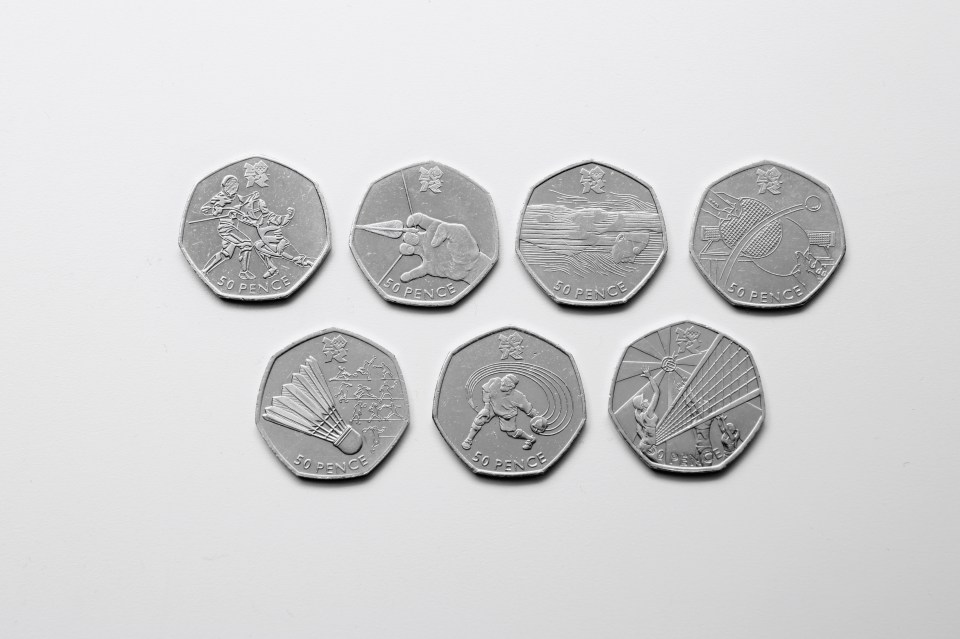 50p coins produced in Great Britain with designs for the London 2012 olympic games