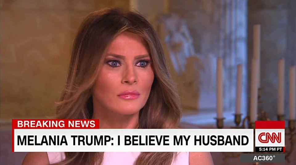 Defient ... Melania told Anderson Cooper, who interviewed her on CNN television, that she believed her husband