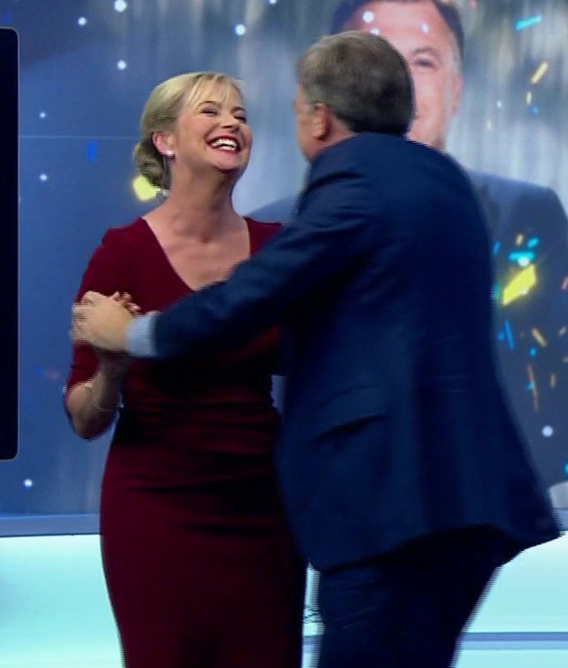 Carol was all smiles in their boogie