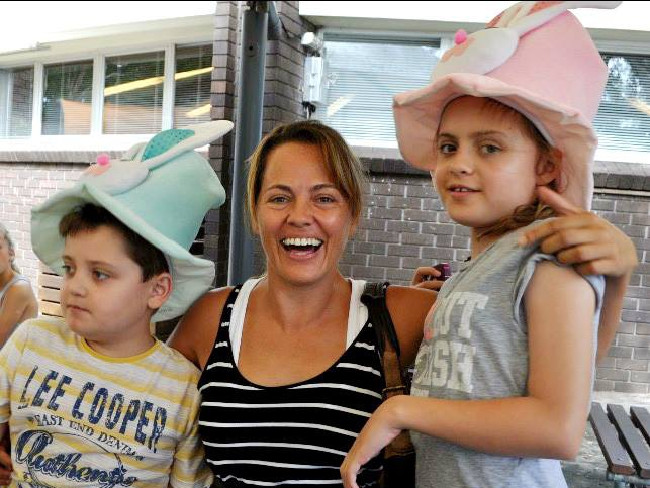 Maria Claudia Lutz with her children Elisa, 11, and Martin, ten
