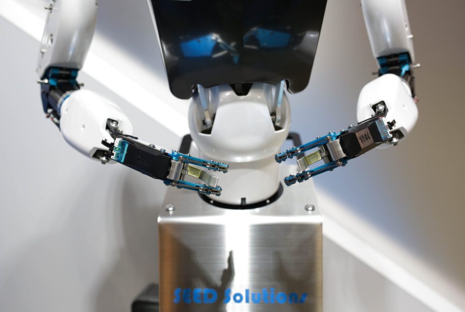 This robot developed by Seed Solutions sings and dances to music