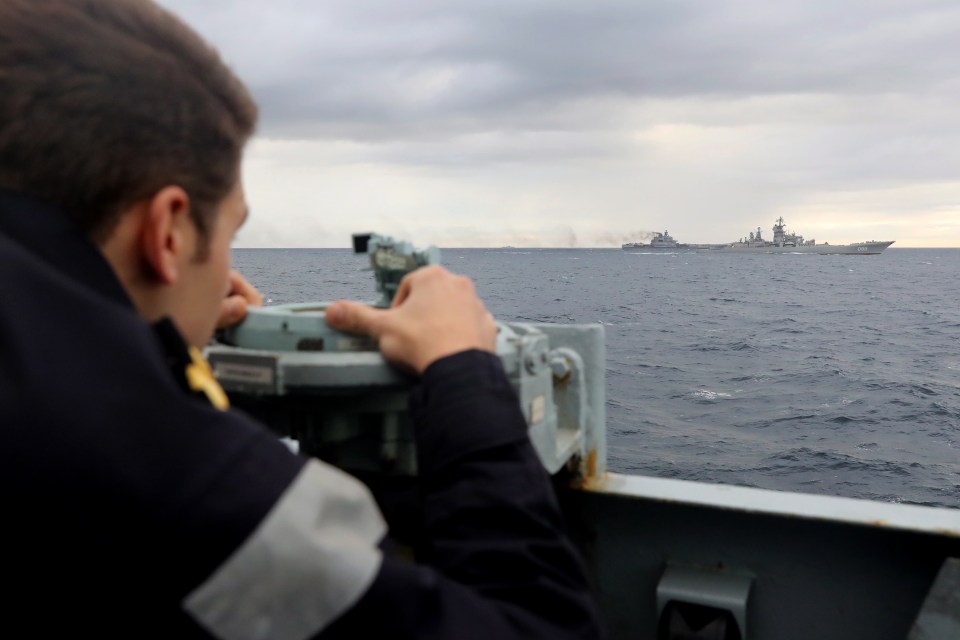 Sailors on HMS Richmond are tracking the menacing Russian fleet as it carries out training drills in the North Sea today