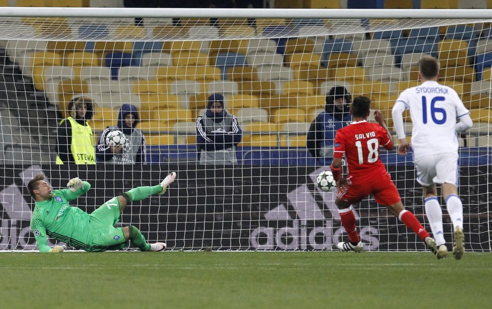 Eduardo Salvio scored the second to ease Benfica home against Dynamo Kiev