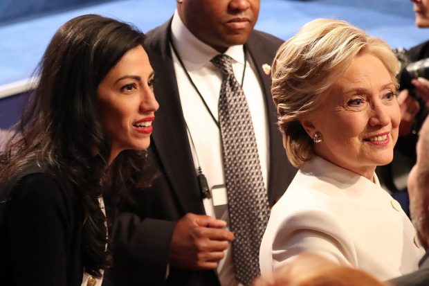 Huma Abedin (left) told another member of Clinton's campaign team last year that she was 'still not perfect in the head'