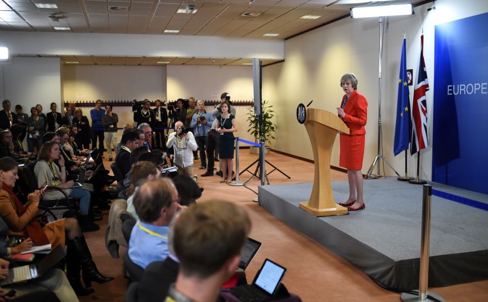 She gave a press conference on the second day of a European Union leaders summit before flying back to the UK this afternoon
