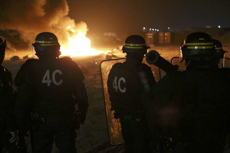 French CRS police at the Jungle camp