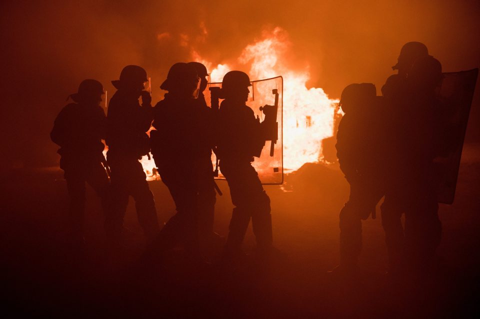 Riot police were involved in violent clashes overnight as the camp's closure approached