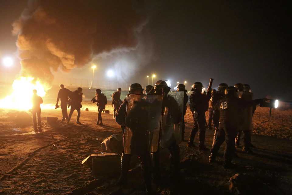 And violence erupted on Saturday night as police moved in with tear gas