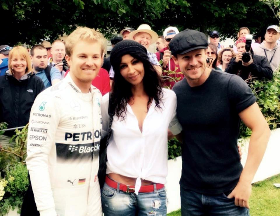 Felix Baumgartner, his wife Mihaela, and Mercedes F1 star Nico Rosberg