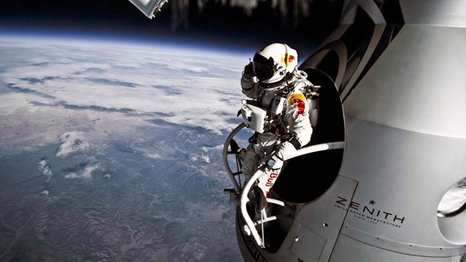Baumgartner claims he was supposed to mention the company but instead stated: "I am going home now"