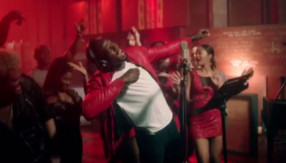 Usain Bolt ends his music video by pulling off his trademark lightning bolt pose
