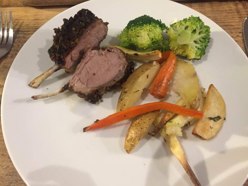 The rack of lamb feeds up to three people