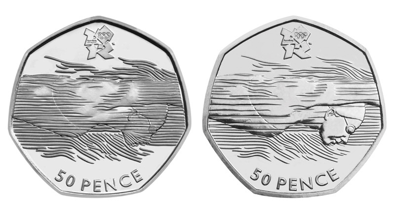 The London 2012 aquatics coin