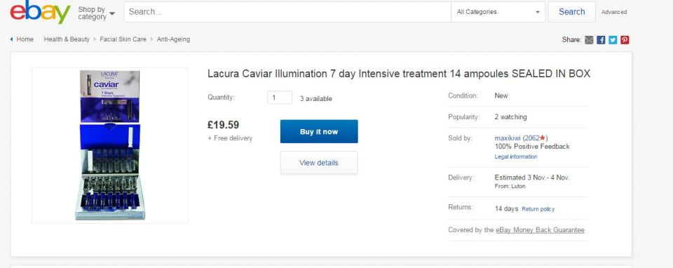 eBay listing