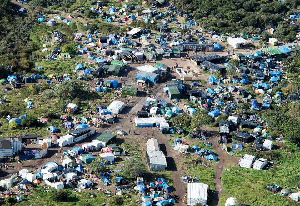 Before: An October 9 shot shows tents dotted throughout the scrubland