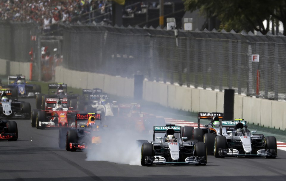 Hamilton suffered break problems on the first lap in Mexico City