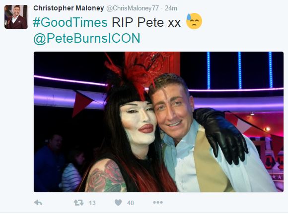 Chris Maloney also posted a picture of him cuddled up to the star 