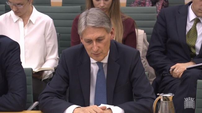 Philip Hammond in front of the Treasury Select Committee