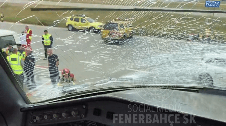 Images of the plane's  windscreen were  uploaded to Fenerbache's official Twitter page
