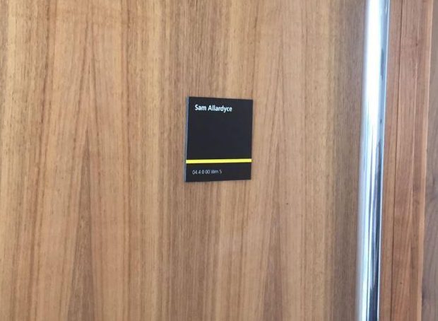 The Wembley door with Allardyce's name still on the front
