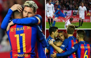 Sevilla 1 Barcelona 2: Goals from Lionel Messi and Luis Suarez see Barca close the gap on Real Madrid