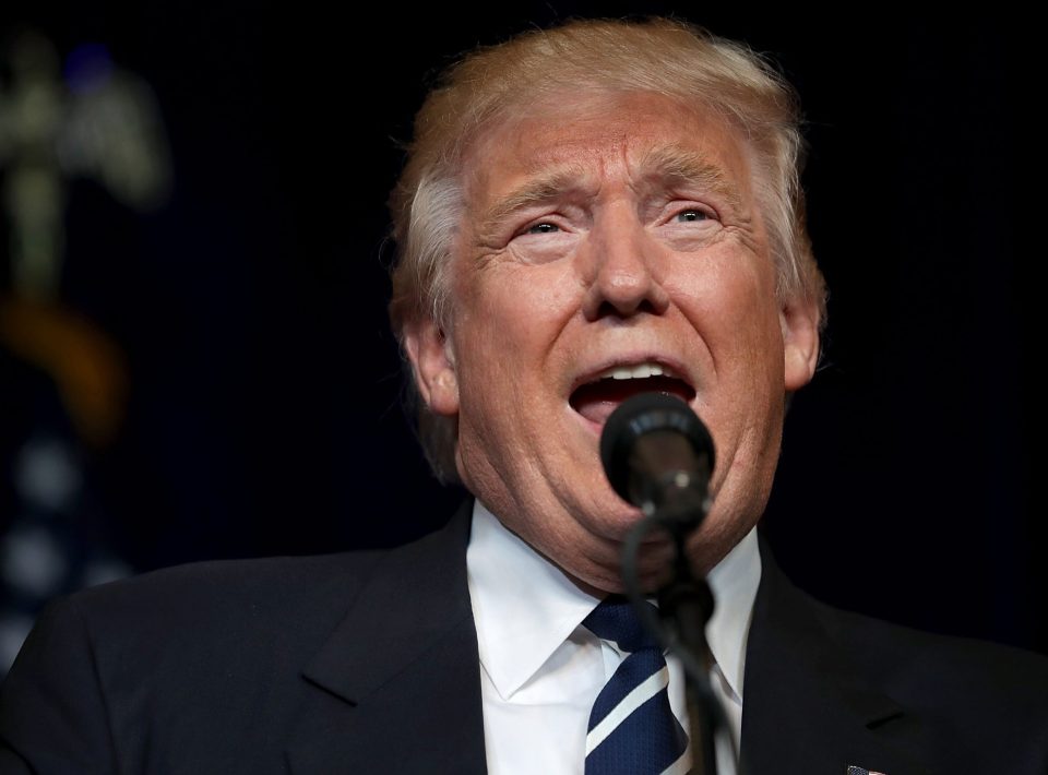 EAU CLAIRE, WI - NOVEMBER 01: Republican presidential nominee Donald Trump addresses a campaign rally at the W.L. Zorn Arena November 1, 2016 in Altoona, Wisconsin. Wisconsin Governor Scott Walker, who ran against Trump for the Republican nomination and eventually dropped out, introduced Trump and praised him. (Photo by Chip Somodevilla/Getty Images)