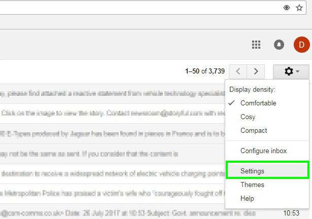 Step 2: Select "Settings" from the drop down menu