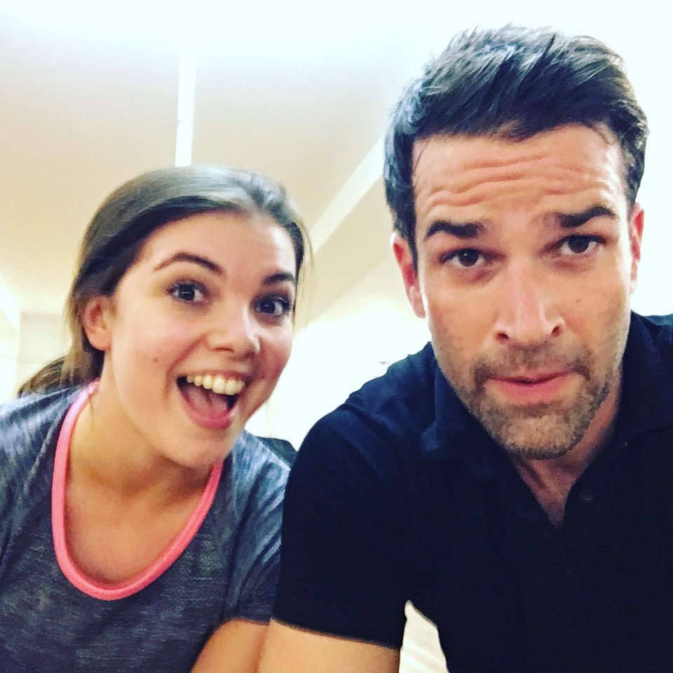 Chloe and me taking a little break in-between rehearsals for the Christmas special. As you can see, our dance has been working up a sweat!