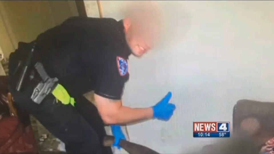Mum lefts devastated by photo of 'cop smirking with son's dead body'.