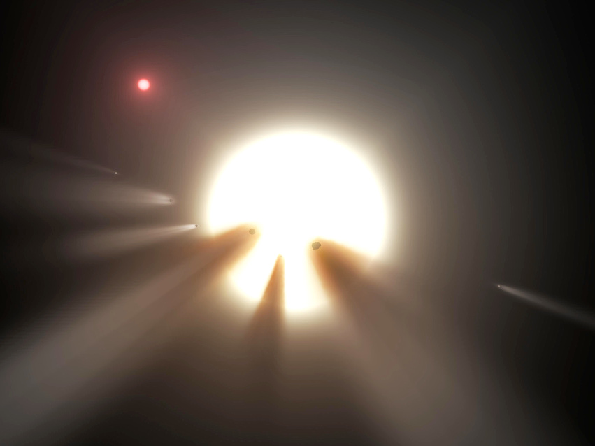  An artist's representation of Tabby's star, a mysterious flickering sphere that has baffled scientists and astronomers