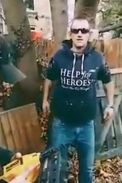 Chris wore sunglasses for health and safety before his pal performed the stunt