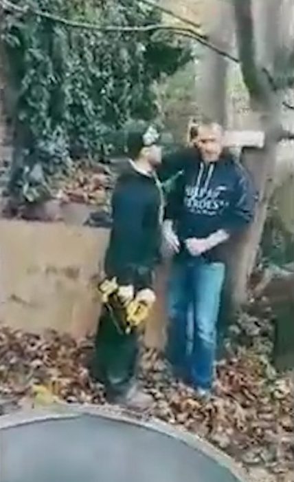 Chris Rushforth thought it would be a good idea to let his made pin his ears to a tree with a nail gun