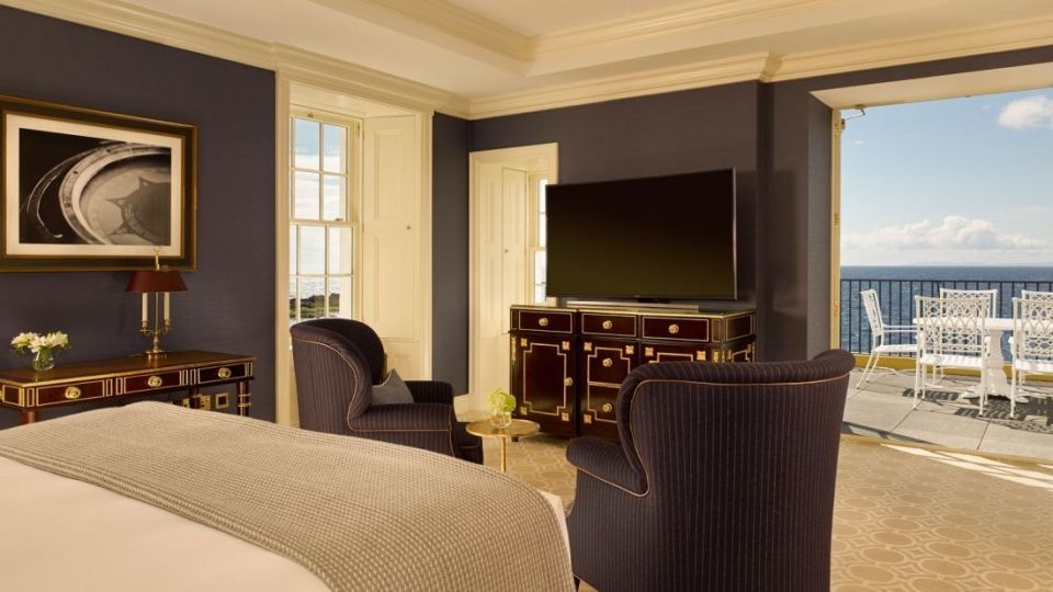 This suite, with its ornate king sized bed is where Donald Trump visits during his stay at Turnberry golf resort