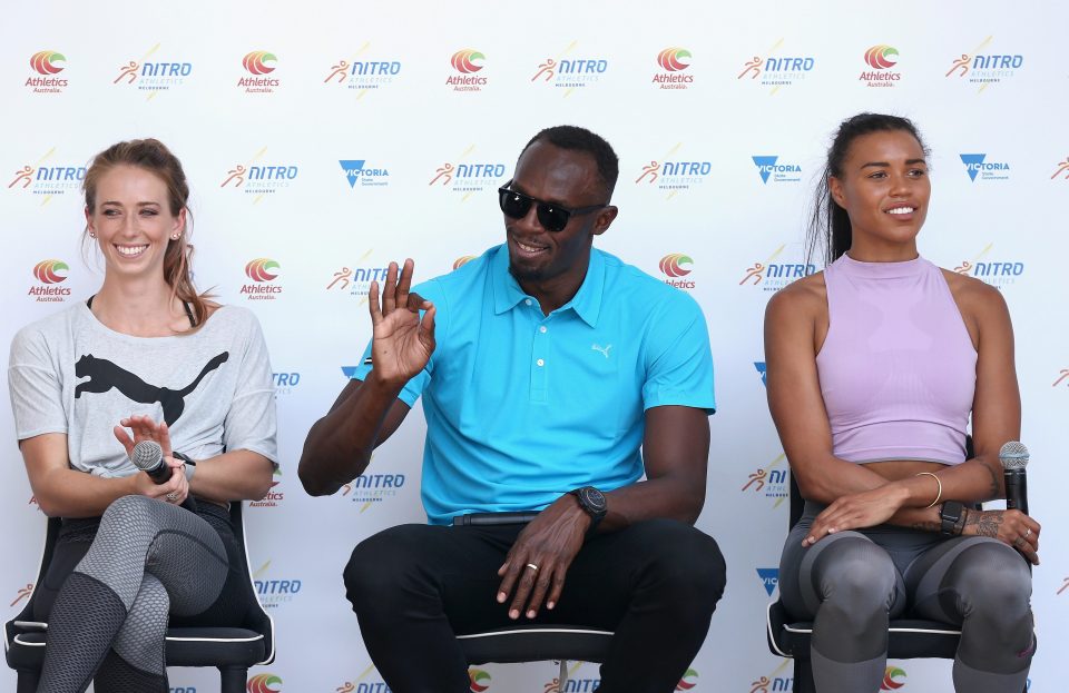 Bolt during the launch of the Nitro Athletics series