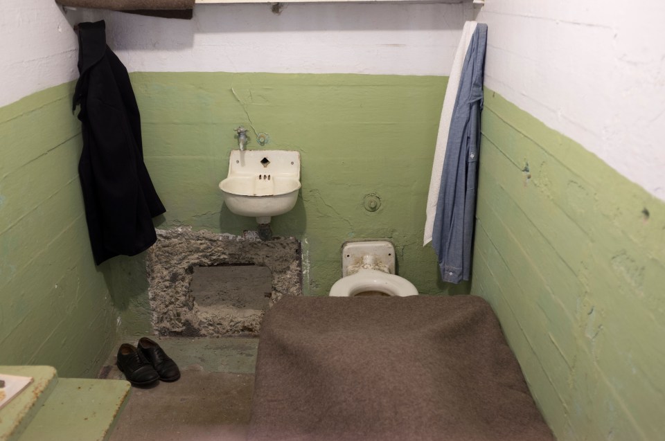 Alcatraz prison cell with hole in wall from which a prisoner was thought to have escaped