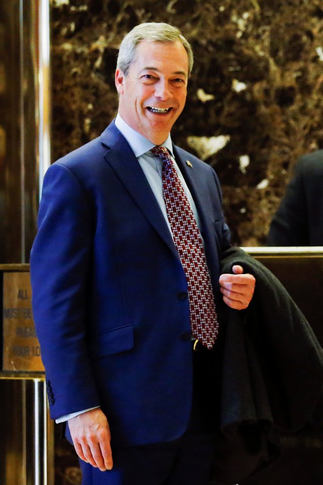 UKIP leader Nigel Farage arrives at Republican president-elect Donald Trump's Trump Tower in New York