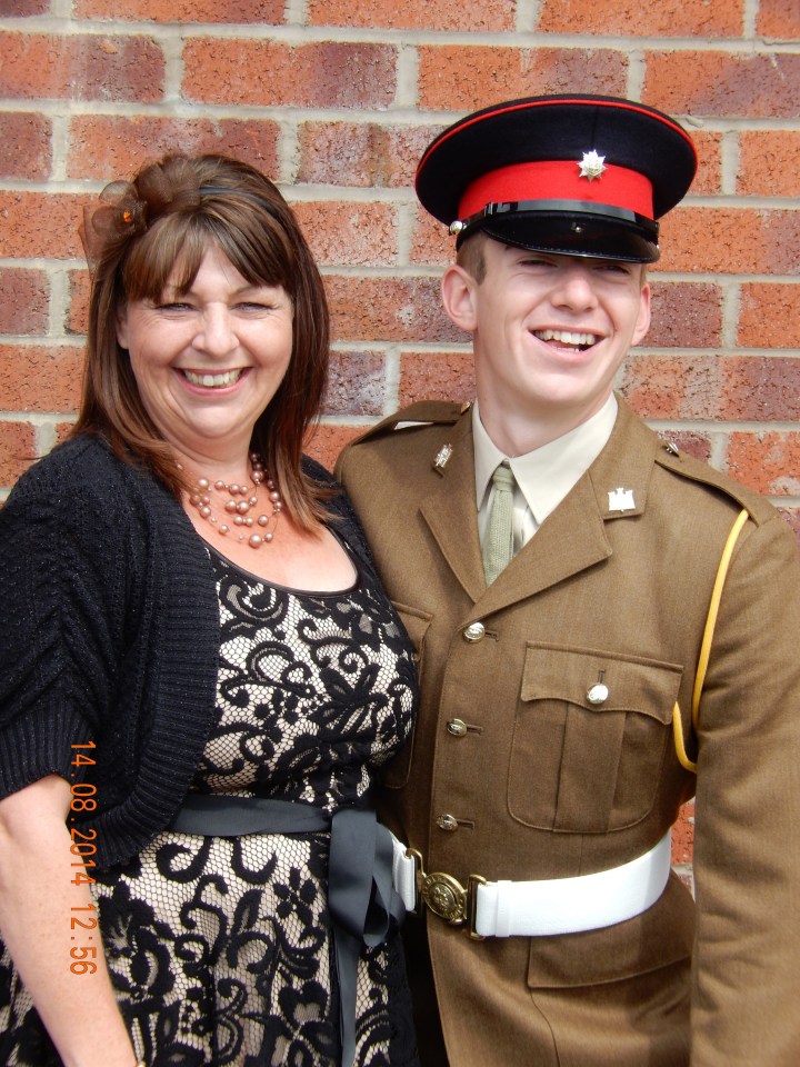 Oliver Scudder with his mum Sharon at his 'passing out'.