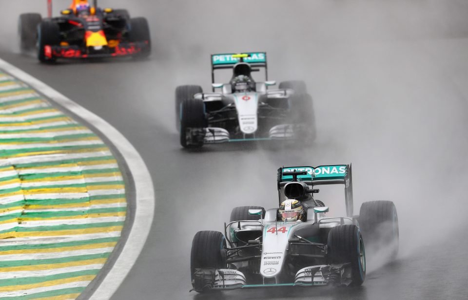 Lewis Hamilton leads team-mate Nico Rosberg in Brazil but still knows he is second favourite for the title 