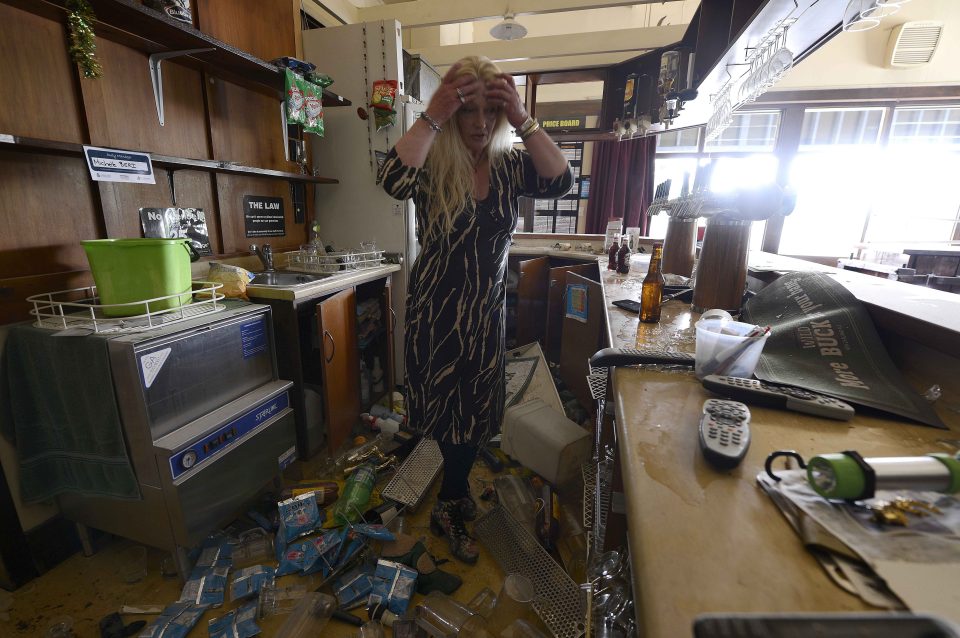 Damage in the aftermath of a 7.5 magnitude earthquake in a Waiau hotel today