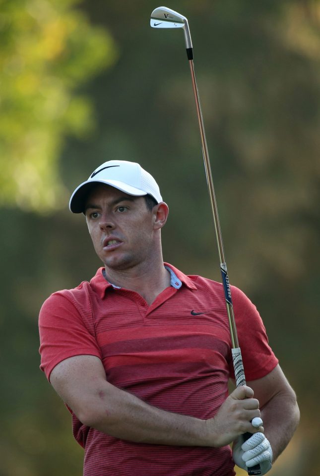 McIlory is seen firing out the bunker in the viral vid