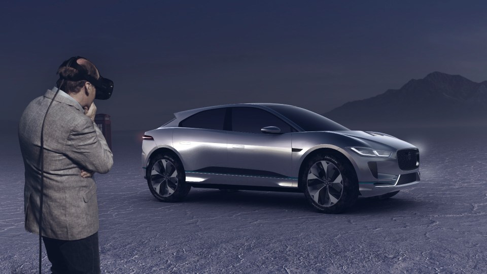 Design Director Ian Callum looks over Jaguar's first fully electric vehicle the Jaguar I-PACE concept car in the virtual world