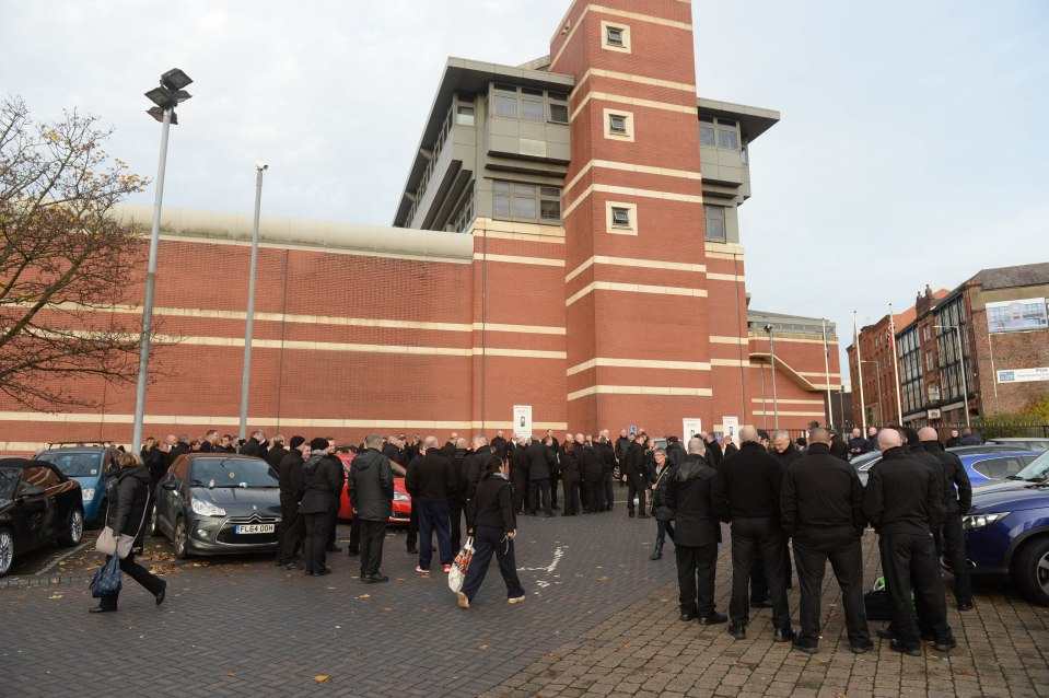 Prison officers outside Strangeways