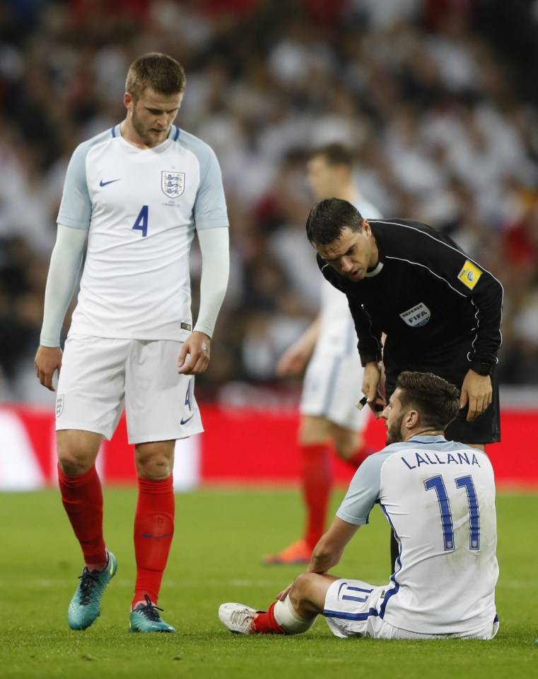 Adam Lallana was forced off in the first half through injury
