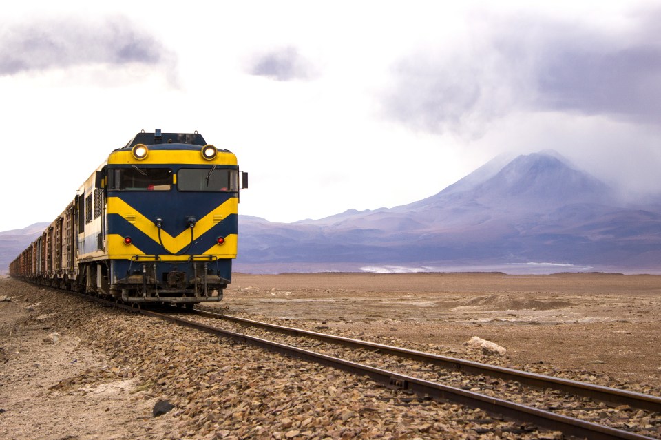 Train crossing the desert - Bolivia