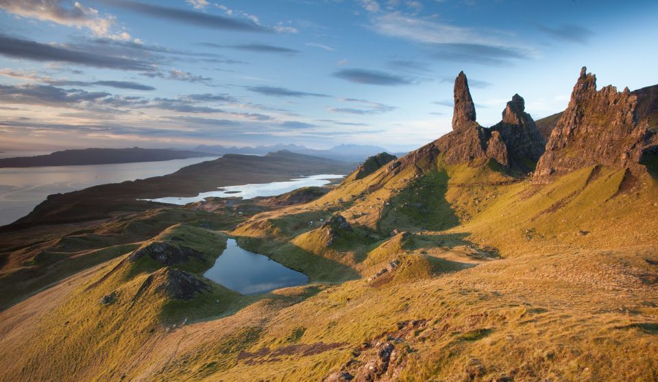  Sunrise over the Old Man of Storr on the Isle of Skye in Scotland, as the Isle of Skye has been voted as the most desirable place to live in Britain