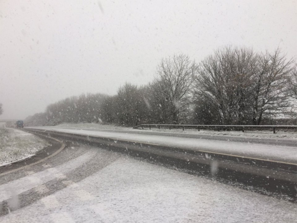 Snow was also reported by social media users in Devon