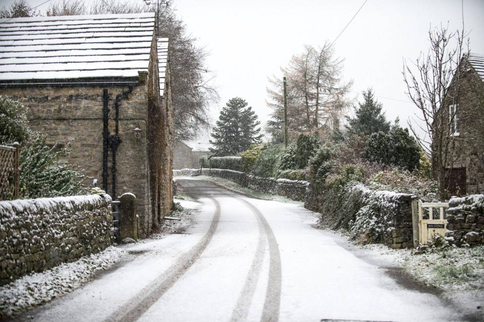 The Derbyshire village of Foolow was subjected to frigid temperatures today as snow hit the country