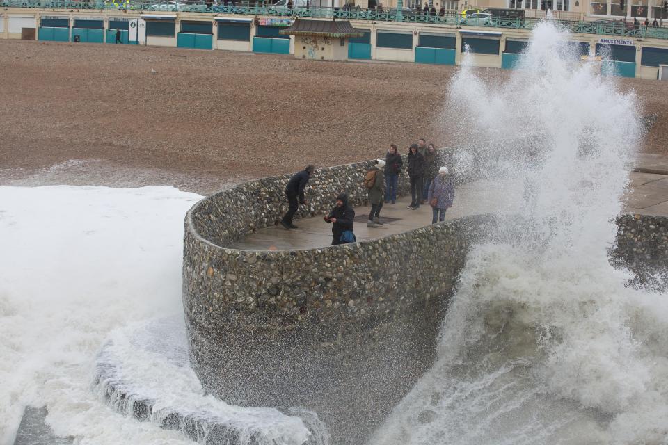 Strong winds crashed waves against coastal areas during the storm over the weekend